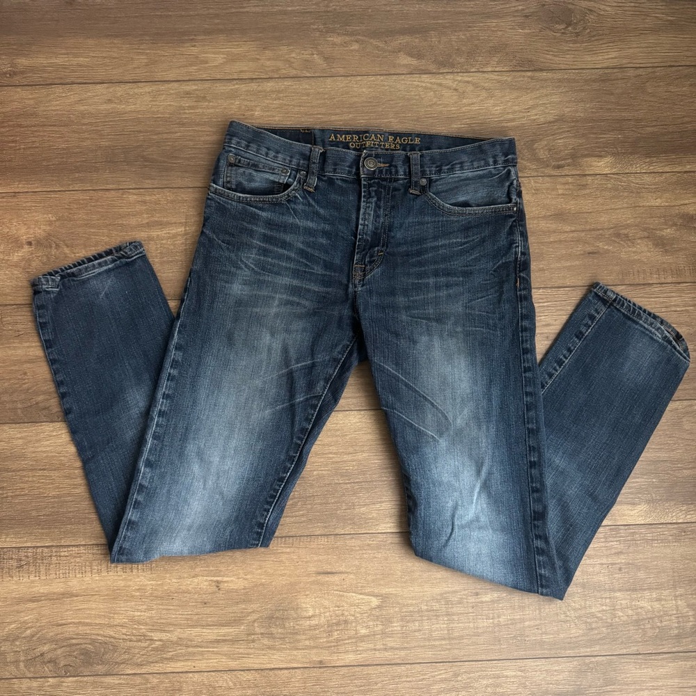 American Eagle Outfitters AEO Men's Dark Blue Straight Slim Jeans Size 30/32
